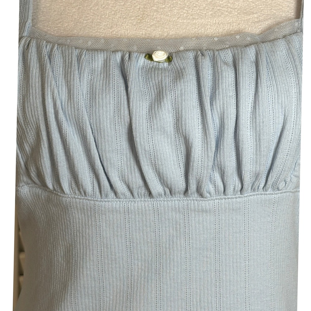 Aeropostale Square Neck Pointelle Crop Tank Top Womens L Y2K Soft‎ Girl Coquette - Picture 3 of 8